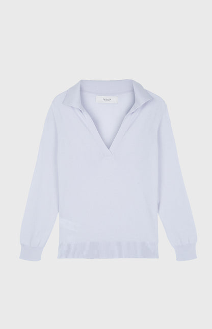 Women's Polo-style Cashmere Jumper In Light Blue