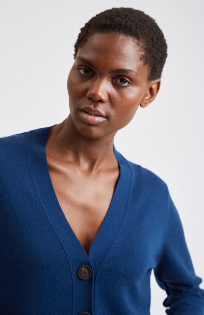 Women's Cropped Cashmere Cardigan In Navy