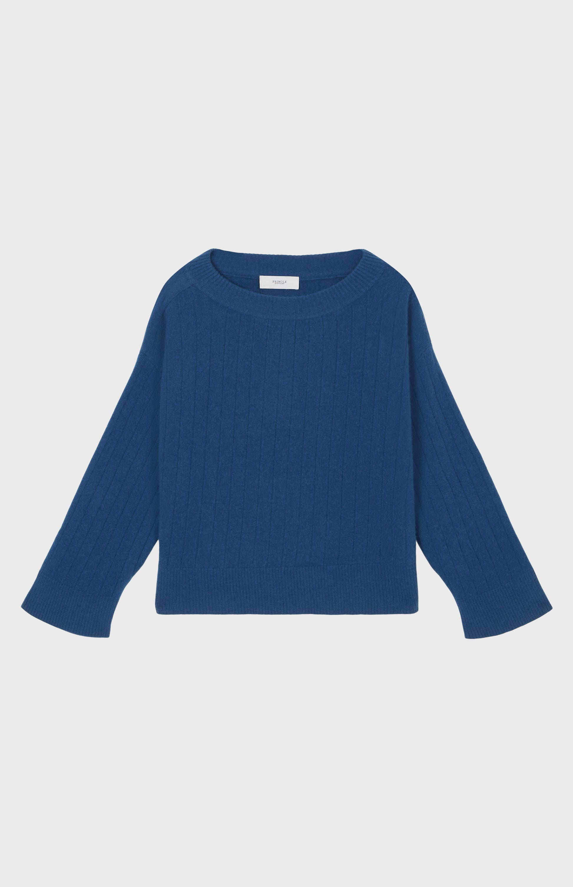 Pringle of Scotland Cashmere Blend Wide Neck Rib Jumper In Night Sky
