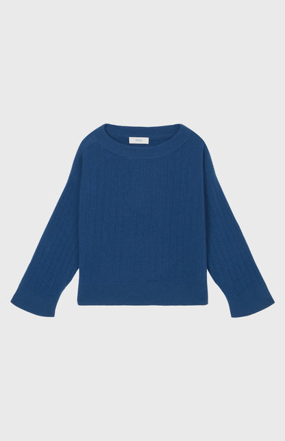 Pringle of Scotland Cashmere Blend Wide Neck Rib Jumper In Night Sky